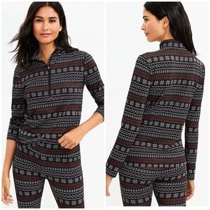 Loft Lou & Grey Fair Isle Feel Good Half Zip Top In Black Motif Size M N…